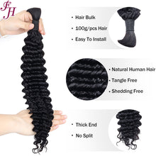 FH Premium Human Hair Boho Braiding Bulk - Natural Black for Goddess Braids & Wigs