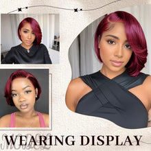 FH 100% human hair wig 8 inches short curly wig lace frontal bob wig  G04195