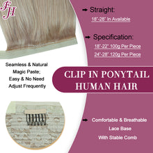 Load image into Gallery viewer, FH 18K ponytail natural human hair clip in ponytail extension