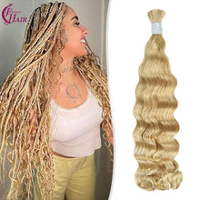 FH hair bundle no weft Loose Deep Wave Braiding Hair Bulk #27 Honey Blonde - 100% Human Hair for Boho Braids