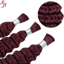 FH 1 bundle 100g #99J Burgundy Deep Wave Human Hair Bulk - Easy Install Braiding Hair Extensions