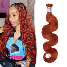 FH 1 bundle, 100 grams/pack, body wave human hair, color #350 (warm reddish-orange), Bohemian style braiding loose hair, 12-24 inches.