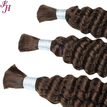 FH 1 bundle Premium Virgin Hair Bulk - #4 Chocolate Brown Deep Wave for Boho Braids & Wigs.