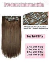 FH 7pcs/set seamless invisible pu clips in human hair extension colors #4, #8, #33,#T4/40