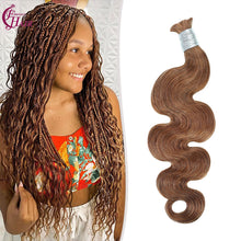 FH 1 bundle 100g/pack body wave human hair bulk shade 30 (Ash Brown) boho braids bulk hair 12-24 inches