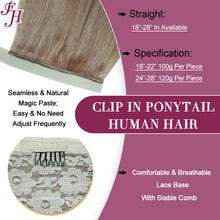 Load image into Gallery viewer, FH dark color 10A silky straight ponytail human hair russian hair