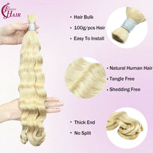 FH hair bundle no weft Loose Deep Wave Braiding Hair Bulk #613 Platinum Blonde - 100% Human Hair for Boho Braids
