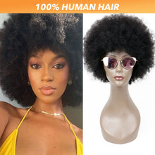 FH Short Afro Wigs Human Hair Black Wig Natural Kinky Curly Hair Replacement Wigs Q09524
