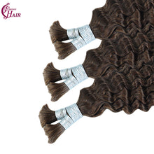 FH 1 bundle, 100 grams/pack, deep curly human hair, #4 color (dark brown-black), Bohemian style braiding loose hair, 12-24 inches.