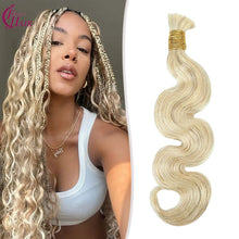 FH 1 bundle 100g/pack body wave human hair bulk shade 27 (light blonde) boho braids bulk hair 12-24 inches