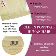 FH factory supply blonde 613 clip in wrap around ponytail human hair