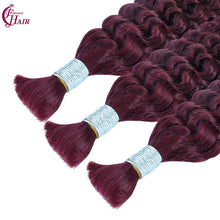 FH 1 bundle, 100 grams/pack, deep curly human hair, #99j color (burgundy), Bohemian style braiding loose hair, 12-24 inches.
