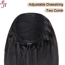 Load image into Gallery viewer, FH natural black #1B 100% indian virgin raw human hair straight drawstring ponytail