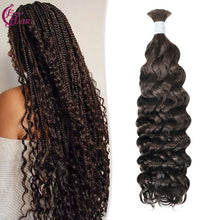 FH 1 bundle Italian curly Deep Wave Braiding Hair Bulk #2 Dark Brown 100% Human Hair For Boho Braids