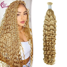 FH hair bundle no weft 100% Italian CURLY Human Hair Boho Braiding Bulk - #27 Platinum Blonde Deep Wave Tangle Free
