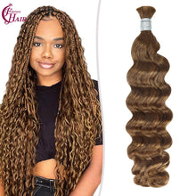 FH hair bundle no weft Loose Deep Wave Braiding Hair Bulk #30 Copper Brown - 100% Human Hair for Knotless Boho Braids