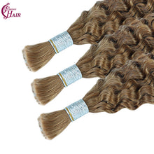 FH 1 bundle, 100 grams/pack, deep curly human hair, #30 color (Warm Brown), Bohemian style braiding loose hair, 12-24 inches.
