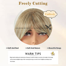 Phocas 23inch Long Blonde Wigs for Women Straight Wig with Bangs Mix Brown