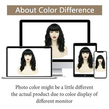 Load image into Gallery viewer, Phocas 12&quot; Short Bob Wigs for Black Women Water Wavy Wig Synthetic Black Wig with Bangs