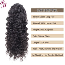 Load image into Gallery viewer, FH Wholesale Brazilian Curly Hair drawstring ponytail human hair extension