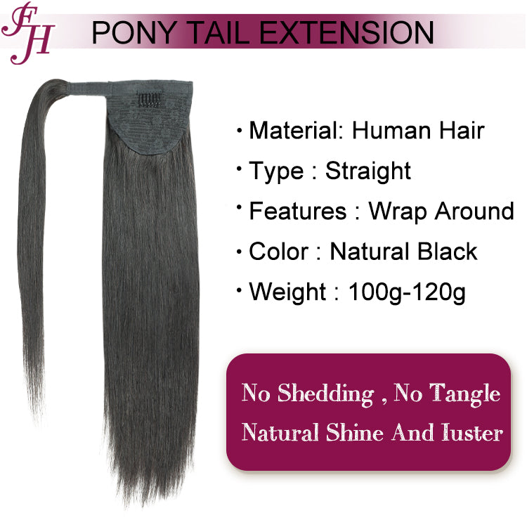 FH human hair vendor supply raw virgin straight ponytail extensions human hair