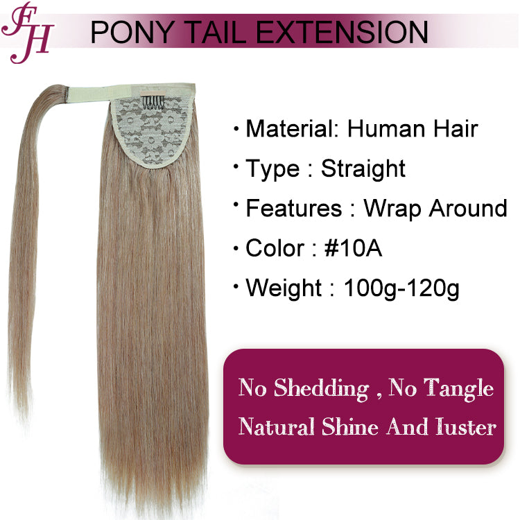 FH dark color 10A silky straight ponytail human hair russian hair
