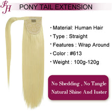 FH factory supply blonde 613 clip in wrap around ponytail human hair
