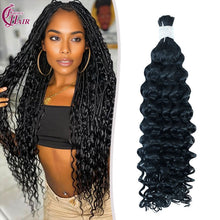 FH 1 bundle, 100 grams/pack, deep curly human hair, #1 color (Jet Black), Bohemian style braiding loose hair, 12-24 inches.