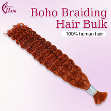 FH 1 bundle, 100 grams/pack, deep curly human hair, #350 color (warm reddish-orange), Bohemian style braiding loose hair, 12-24 inches.