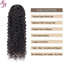 Load image into Gallery viewer, FH wholesale price remy virgin cuticle aligned human hair deep wave drawstring ponytails