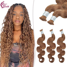 FH 1 bundle 100g/pack body wave human hair bulk shade 30 (Ash Brown) boho braids bulk hair 12-24 inches