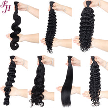 FH Premium Human Hair Boho Braiding Bulk - Natural Black for Goddess Braids & Wigs