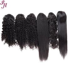 Load image into Gallery viewer, FH wholesale price remy virgin cuticle aligned human hair deep wave drawstring ponytails