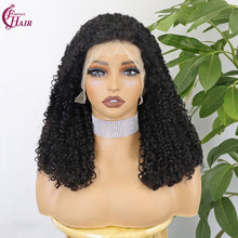FH 300% 13x4 pixie curly lace frontal wig 100% Human Hair Lace Wig color #Nature Color