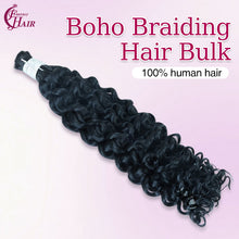 FH 1 bundle, 100 grams/pack, deep curly human hair, #1 color (Jet Black), Bohemian style braiding loose hair, 12-24 inches.