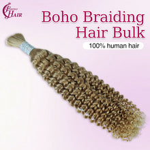 FH 1 bundle, 100 grams/pack, deep curly human hair, #27 color (Ash Brown), Bohemian style braiding loose hair, 12-24 inches.