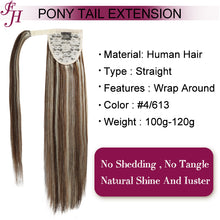 Load image into Gallery viewer, FH highlight P4/613 hairpiece ponytail human hair raw claw clip ponytail human hair