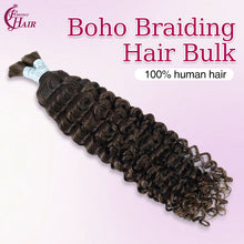 FH 1 bundle, 100 grams/pack, deep curly human hair, #4 color (dark brown-black), Bohemian style braiding loose hair, 12-24 inches.