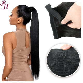 FH human hair vendor supply raw virgin straight ponytail extensions human hair