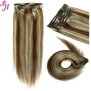 FH highlight #P4/613 Russian human hair clip in hair extension