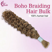 FH 1 bundle, 100 grams/pack, deep curly human hair, #30 color (Warm Brown), Bohemian style braiding loose hair, 12-24 inches.