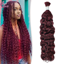 FH hair bundle no weft Italian Curly Braiding Hair Bulk #99J Burgundy 100% Human Hair for Knotless Boho Braids