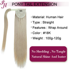 FH 18K ponytail natural human hair clip in ponytail extension