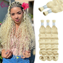 FH hair bundle no weft Loose Deep Wave Braiding Hair Bulk #613 Platinum Blonde - 100% Human Hair for Boho Braids