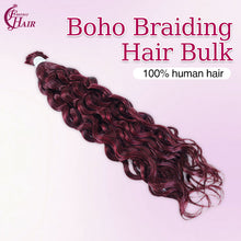 FH hair bundle no weft Water Wave Bulk Human Hair #99J Burgundy - Premium Braiding Hair for Styling