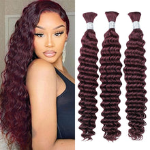 FH 1 bundle 100g #99J Burgundy Deep Wave Human Hair Bulk - Easy Install Braiding Hair Extensions
