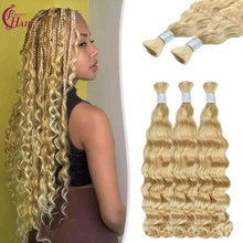 FH hair bundle no weft Loose Deep Wave Braiding Hair Bulk #27 Honey Blonde - 100% Human Hair for Boho Braids