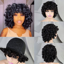 FH 100% human hair wig 10 inches loose curly machine made wig short curly wig