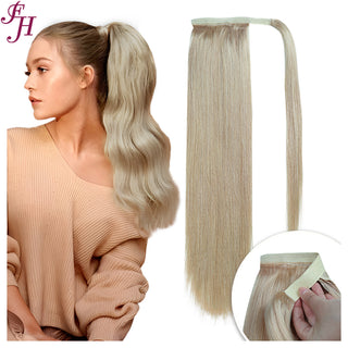 FH 18K ponytail natural human hair clip in ponytail extension