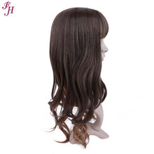 FH Dark Brown Highlights Long Wavy Wig Synthetic Hair Replacement Wigs (20 inches) P13289